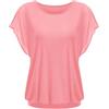 Hotouch Camicia da donna, elegante, estiva, casual, a maniche pipistrello, girocollo, a doppio strato, rosa chiaro, L