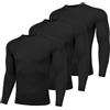 AMZSPORT Maglia Compressione Uomo Maglia Termica Manica Lunga Maglietta Palestra Compression Shirt Ciclismo Running Sportiva, Confezione da 3: Nero M