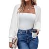 Hotouch Cardigan Donna Maglione Corto Cerniera Leggero Giacca in Maglia Elegante Golfino a Maniche Lunghe Aperta Casual per Autunno Invernale Matrimonio Bolero Bianco S