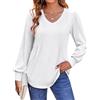 Zeagoo Top da donna a maniche lunghe a sbuffo top basic camicie con scollo a V tinta unita elegante autunno casual tunica camicetta bianca 3XL Wein rosso XXL, Bianco, Rosso Borgogna