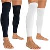 CityComfort Calzettoni Calcio Uomo Senza Piede - Scaldamuscoli Uomo Taglia Unica - Polpaccera Compressione Uomo Ragazzo Protezione Tibia - Gambali Calcio Sport (Bianco/Navy, Confezione da 2)