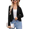 Wayleb Cardigan Donna Corto Bolero Elegante Cotone Cardigan a Maniche Lunghe Casual Irregolare Aperto Coprispalle Leggera Giacca Maglieria per Primavera Autunno, Nero L