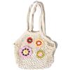 Goldenpoint Donna Borsa Mare Crochet in Cotone con Applicazioni Floreali