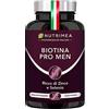 Plastimea Biotina PRO MEN | con Vitamina B8, Selenio, Zinco e Semi di zucca | Stimola la Crescita della Barba e dei Capelli | Trattamento 4 mesi | 120 capsule