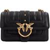 Pinko Love One Mini CL Single Side Sheep Nappa Line Quilt, Borsa Donna, Z99Q_Nero-Antique Gold, Taglia Unica