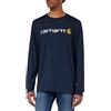 Carhartt T-Shirt Pesante, Vestibilità Comoda, Manica Lunga, Grafica Del Logo, Uomo, Blu (Navy), L