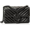 Pinko Love One Mini DC Sheep Nappa Chevron, Borsa Donna, Z99B_Nero Limousine Block Color, Taglia Unica