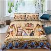 Loussiesd Antico Egitto Set di biancheria da letto Retrò Egiziano Modello Copripiumino Per Donne Uomini Copertura Tribale Cane Aquila Copriletto Camera da Letto Decor Trapunta 3 Pz Matrimoniale