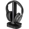 Trevi FRS 1480 R, Cuffie Wireless Stereo Ideali per TV e Sistemi HiFi, Cuffie Wireless con Jack 3.5 mm, Ingresso Ottico, Uscita RCA, 30 Metri Portata, Alimentatore Base in Dotazione, Ricarica Wireless