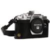 MegaGear MG1350 Custodia Metà Copertura in finta pelle con Accesso alla Batteria per Fotocamere Olympus Om-D E-M10 Mark III, Nero