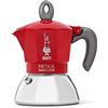 Bialetti Caffettiera Moka Induction, 2 Tazze (100 ml), Adatta a Tutti i piani cottura, Design Elegante, Rosso