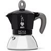 Bialetti Caffettiera Moka Induction, 2 Tazze (100 ml), Adatta a Tutti i piani cottura, Design Elegante, Nero