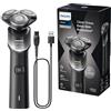 Philips Shaver 5000X Series Rasoio elettrico Wet and Dry con tecnologia Skin Protect, testina flessibile a 360°, 1 ora di ricarica/ricarica rapida di 5 minuti, cappuccio a P, Argento, modello X5004/00