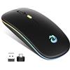 BQSS Mouse Wireless Ricaricabile, Retroilluminato 7 colori & Tracciamento Ottico 1200-1600 DPI, 2,4 GHz con Mini Ricevitore USB, Compatibile con laptop, PC, Mac, Computer, Chromebook, Notebook