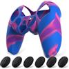 playvital Cover Controller per ps5,Custodia Protettiva Skin Silicone Antiscivolo per ps5 Joystick&6 Copri Levette Analogiche-Compatibile con Base di Ricarica-Rosa&Viola&Blu