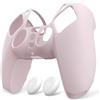 PlayVital Cover Custodia Silicone Antiscivolo per ps5 Controller Case Skin Gomma Protettiva con Copri Levette Analogiche per ps5 Joystick-Rosa