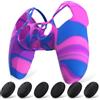 PlayVital Cover Custodia Silicone Antiscivolo per ps5 Controller Case Skin Gomma Protettiva per ps5 Joystick con Copri Levette Analogiche-Rosa&Viola&Blu Mimetico