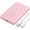 ORICO Case HDD 2.5 SATA USB 3.0, Case Hard Disk per HDD e SSD 9.5mm e 7mm, Supporto UASP, TRIM,Nessuno Strumento Richiesto(Rosa)