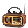 PRUNUS J-150BT Radio Portatile Vintage FM/AM/SW,Radiolina Bluetooth Retro Piccola,Radio con Batteria Ricaricabile da 1200 mAh,Radio Portatili Pile,Supporta TF/USB,per Casa,Cucina,Tavolo