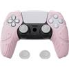 PlayVital Cover Grip Silicone Separabile per ps5 Controller,Custodia Skin Protettiva Antiscivolo Copri Analogici per ps5 Joystick(Mecha Edizione)-Compatibile con Base di Ricarica-Rosa