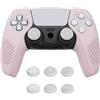 PlayVital Cover Grip Silicone Separabile per ps5 Controller Custodia Skin Protettiva Antiscivolo per ps5 Joystick Copri Analogici(3D Borchiate)-Compatibile con Base di Ricarica-Rosa