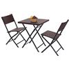 BAKAJI Set Tavolo Tavolino Pieghevole 62 x 62 cm + 2 Sedie Pieghevoli Arredo Esterno Giardino Terrazzo Struttura in Acciaio Inox e Sedute in Polyrattan (Coffee)