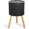 Paco Home Vaso Portavaso Grande Fioriera Interni Set Vaso per Piante Vimini Intrecciato Fiori Legno Pellicola, Colore:Nero, Set:2pcs Set/Design 4