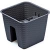 IMJ-Global Vaso per Fiori piante Quadrato Ratolla Railing Square Decorativo in Plastica Alto 23 cm da interno esterno 27x27 cm Quadrato Nero Design Moderno 9 Litri