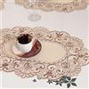 DAZZLEEX Runner da tavola bianco ricamato pizzo tovaglia floreale festa di nozze tessuto raso rotondo 30 * 45 cm
