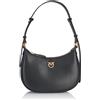 Pinko Half Moon Mini FL Vitello Seta, Borsa Donna, Z99Q_Nero-Antique Gold, Taglia Unica