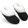 DUNLOP Pantofole Donna, Ciabatte Pelose Donna Invernali da Casa Antiscivolo con Suola in Gomma (41 EU, Nero, numeric_41)