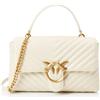 Pinko Love Lady Puff Classic CL Sheep Nappa Chevron, Borsa Donna, Z14Q_Bianco Seta-Antique Gold, Taglia Unica