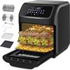 LLIVEKIT Friggitrice ad aria 12L, Forno ad aria calda 12 in 1 con Touch Screen a LED digitale, Friggere Senza Olio da 1800W, Griglia, 7 accessori e ricettario