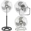 BAKAJI Ventilatore 3in1 Piantana Da tavolo Parete in Acciaio e Plastica 3 Velocita Regolabili Funzione Oscillazione Potenza 70 W Diametro Pale 45cm Altezza Regolabile Max (45 cm)