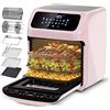 LLIVEKIT Forno ad Aria da 12L, Friggitrice ad Aria Calda Senza Olio con 12 Programmi Preimpostati, Mini Forno con Timer di 90min, Inclusi Ricettario e 6 Accessori, 1800W, Rosa