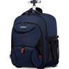 LIGSAN Zaino Trolley per Uomo e Donna - Porta PC Portatile 17 Pollici, Impermeabile, Grande, Antifurto - Bagaglio a Mano da Viaggio con Ruote - Borsa Scuola, Blu