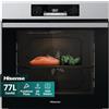 Hisense O65226AXS, Forno Elettrico da Incasso, Multifunzione Termoventilato con Vapore, Capienza XXL 77L, Pulizia AcquaClean, 13 Funzioni di Cottura (Pizza 300°C e AirFry), Inox Anti-impronta