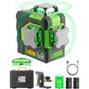 LasGoo LG-3DMAX Livella Laser 3x360° Verde, laser incrociato 3D auto-nivellante con 2 batterie ricaricabili al litio, adattatore per supporto di regolazione fine, occhiali e custodia rigida