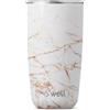 S'well Bicchiere Coperchio, 530 Ml, Oro Calacatta, Bicchiere da Viaggio a Triplo Isolamento Sottovuoto Senza Bpa/Bps con Coperchio Apribile, per Bevande Calde e Fredde