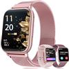 RifePhi Smartwatch donna, 1,83 Smart watch con funzione telefono/24H Cardiofrequenzimetro/Fisiologia Femminile Sonno, SpO2 113+Sportive Orologio Contapassi, IP68 Fitness trackerper Android iOS (Pink Gold)