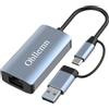 Obllemn Adattatore da USB C a Ethernet, USB 3.0 a RJ45 Gigabit LAN Adattatore Ethernet U SB C, Adattator-e Etherne t U SB LAN compatibile con Windows 7/8/10/XP, MAC OS, Linux, Vista, ecc
