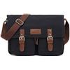 FANDARE Vintage Borse a spalla Borse Messenger di tela Espandibile Crossbody Messenger Bag Uomo Donna Borse per 10.9'' Tablet Borsa a tracolla per viaggio lavoro scuola business università Nero