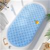 HITSLAM Tappetino Vasca Antiscivolo da Bagno Ovale, Tappetino Doccia Antiscivolo con Bolle da 68x38CM Senza BPA, Tappeto Bagno Resistente alla Muffa e Lavabile in Lavatrice, Light Blue