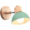 iDEGU Lampada da Parete Retrò Vintage Applique da Parete Interno in Metallo e Legno Moderne Lampada a Muro Orientabile E27 Luce da Camera da Letto Soggiorno (1 Pezzo, Verde)