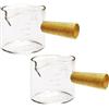 Fluaonb 2 Bicchierini da caffè con Beccuccio Doppio, Tazzine da caffè, Pentole con Manico in Legno per caffè al Latte, 75 Ml, Legno Resistente,