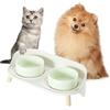 PTOBER Ciotole per Cani Ceramica Rialzate - Set Ciotole Cane con Supporto Antispruzzo - Doppia Ciotola Cani Rialzata per Cibo e Acqua - Scodelle Color Caramella per Gatti e Cuccioli - 2 x 300 ml - Verde