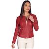 D'Arienzo Giacca in Pelle Donna Rossa Primaverile Vera Pelle Giacca Made in Italy Clear Rosso/XXL