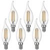 SD LUX E14-Lampadine LED a candela vintage a filamento,CA35 attacco a vite piccolo, senza sfarfallio, 4W (Equi. 40W), 420lm, luce bianca calda, 2700K, non dimmerabile, 6 confezioni