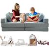 TIPICHOU Divano modulare per bambini - transformable in divanetto letto a 2 posti per bambino o bambina, area giochi, poltrona, materasso da pavimento, regalo bambini, Possibilità di gioco infinite (Blu/Verde)