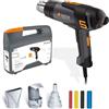 Steinel Pistola termica HM 2120 E Set, pistola ad aria calda 2200 W | inclusi ugelli e tubi termorestringenti, 80°-650°C, riscaldamento in ceramica